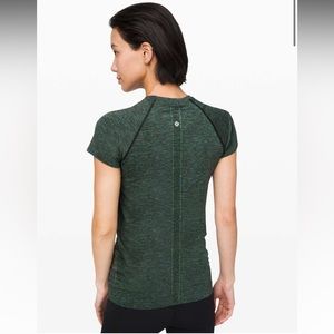 Lululemon Swiftly Speed Short Sleeve Black/Deep Coal/Clean Green/Azure 6